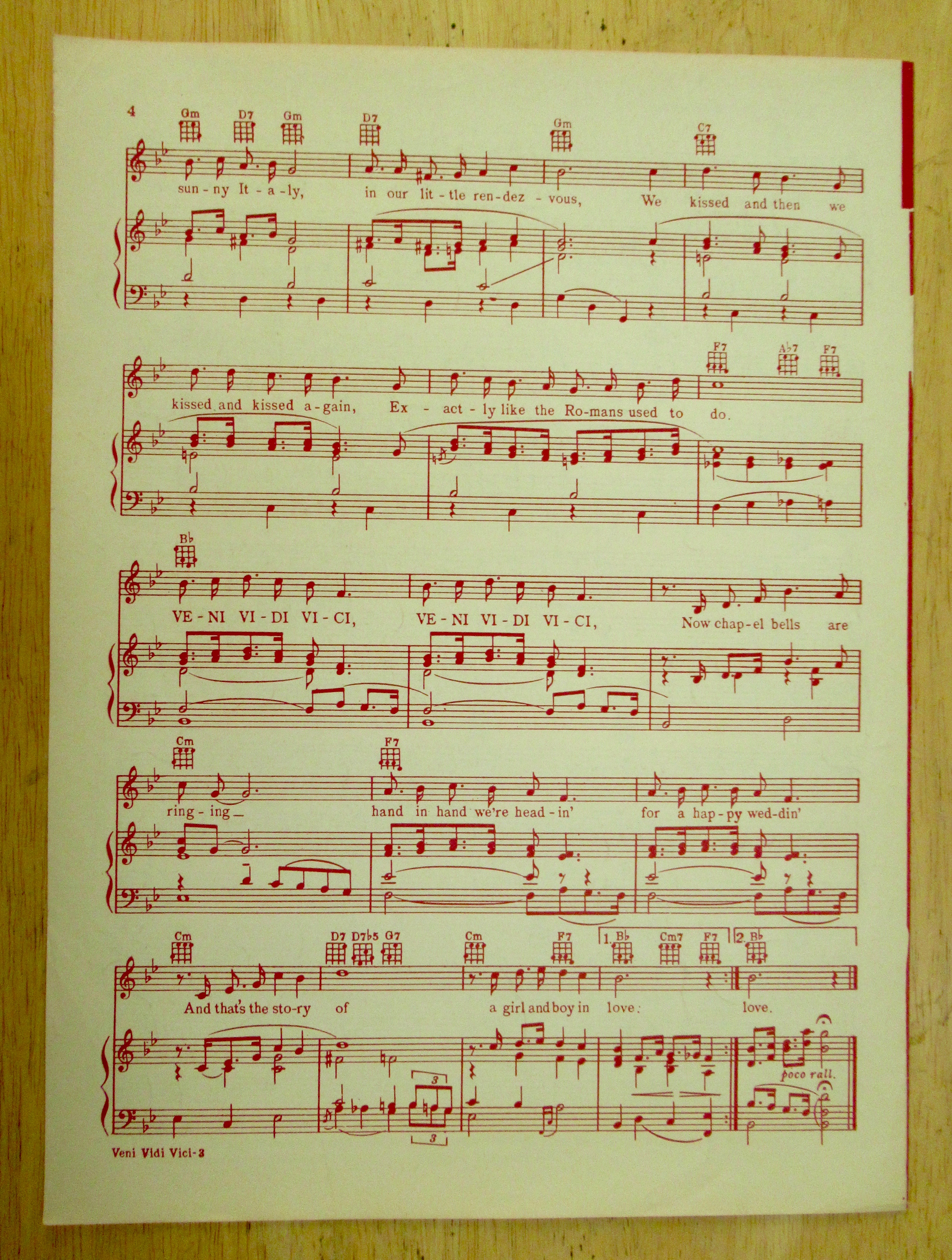 1954 Veni-Vidi-Vici Sheet Music (The Gaylords)