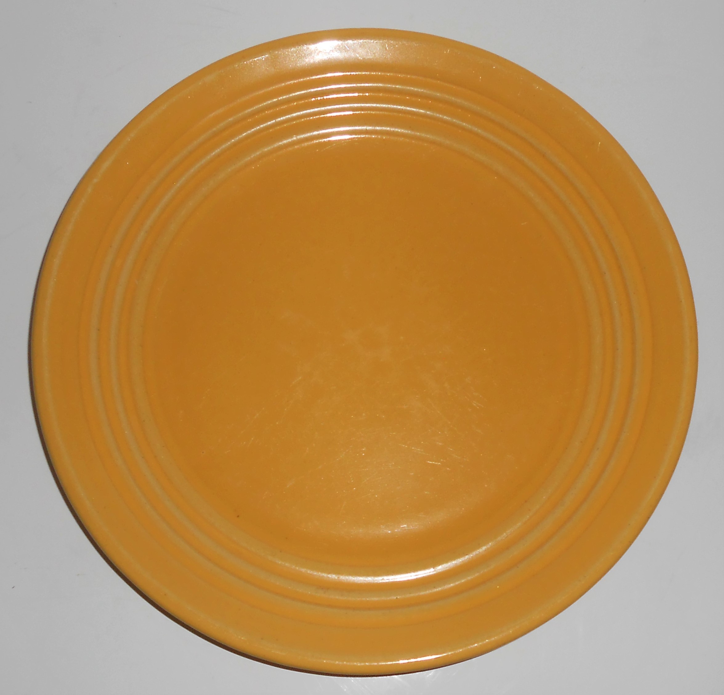 Bauer Pottery Ring Ware Yellow 9.5" Plate #8