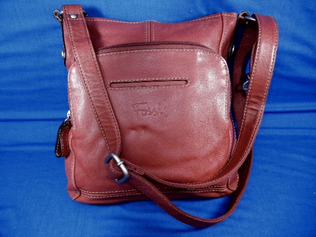 Cross Body Bag Fossil Red leather