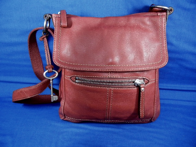 Cross Body Bag Fossil Red leather