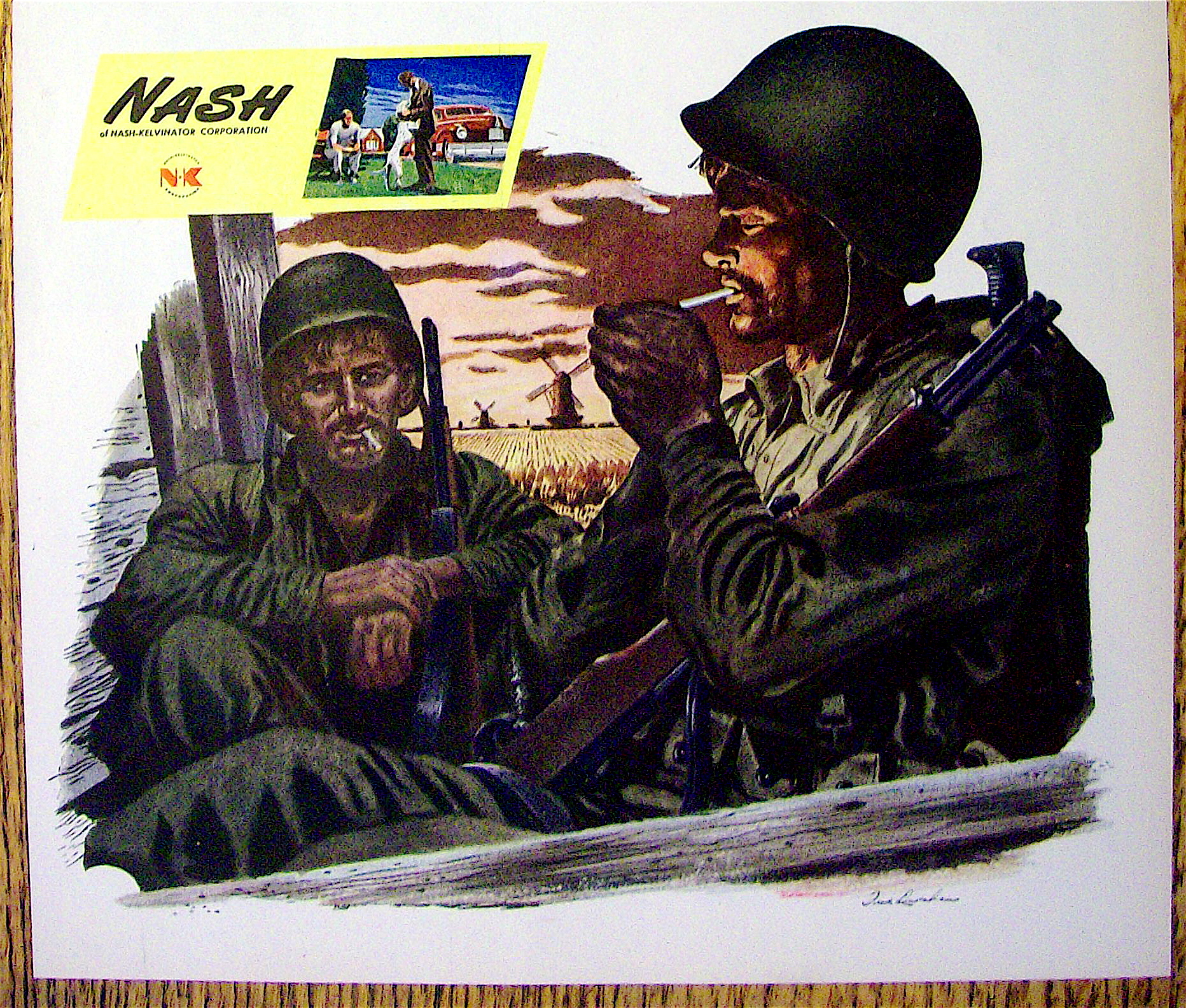 1944 Nash-Kelvinator with 2 Soldiers Smoking