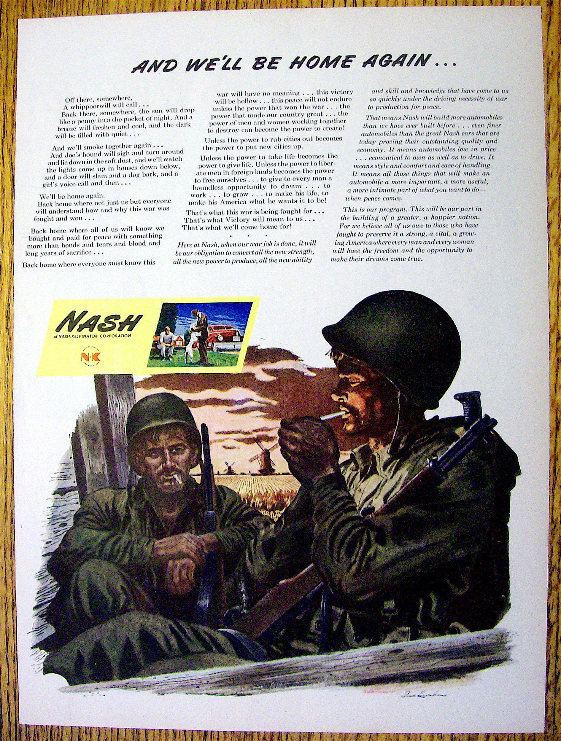 1944 Nash-Kelvinator with 2 Soldiers Smoking