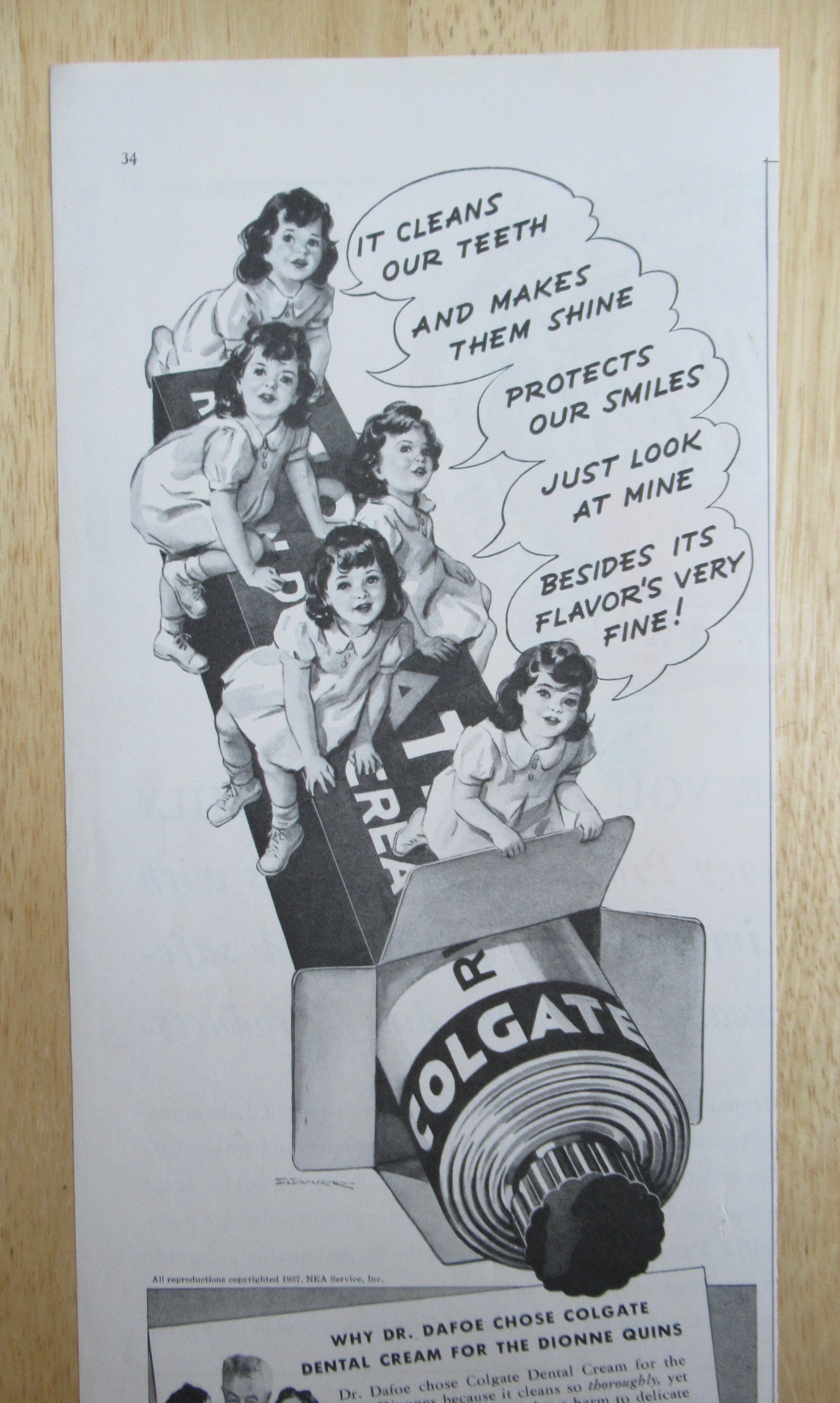 1937 Colgate Ribbon Dental Cream w/ Dionne Quintuplets