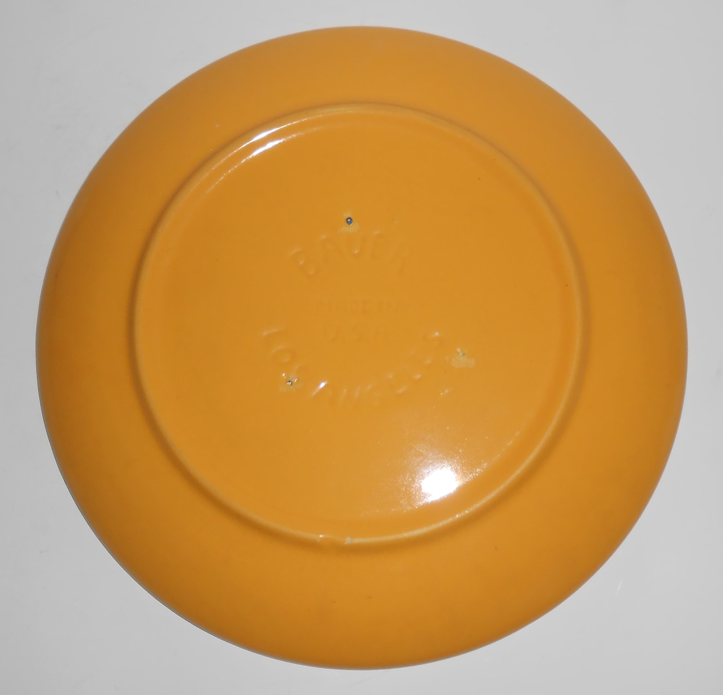 Bauer Pottery Ring Ware Yellow 9.5" Plate #6