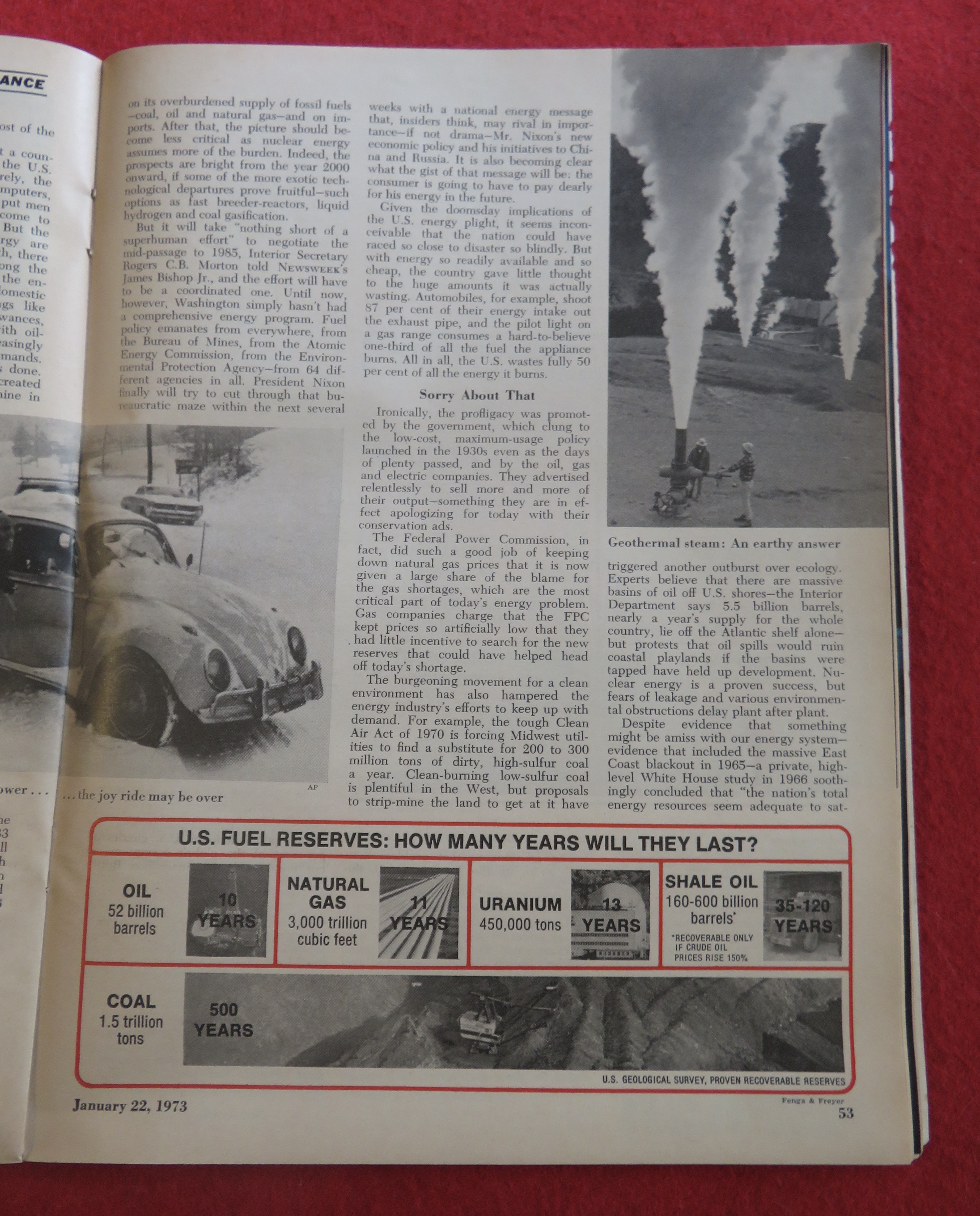Newsweek Magazine January 22, 1973 The Energy Crisis