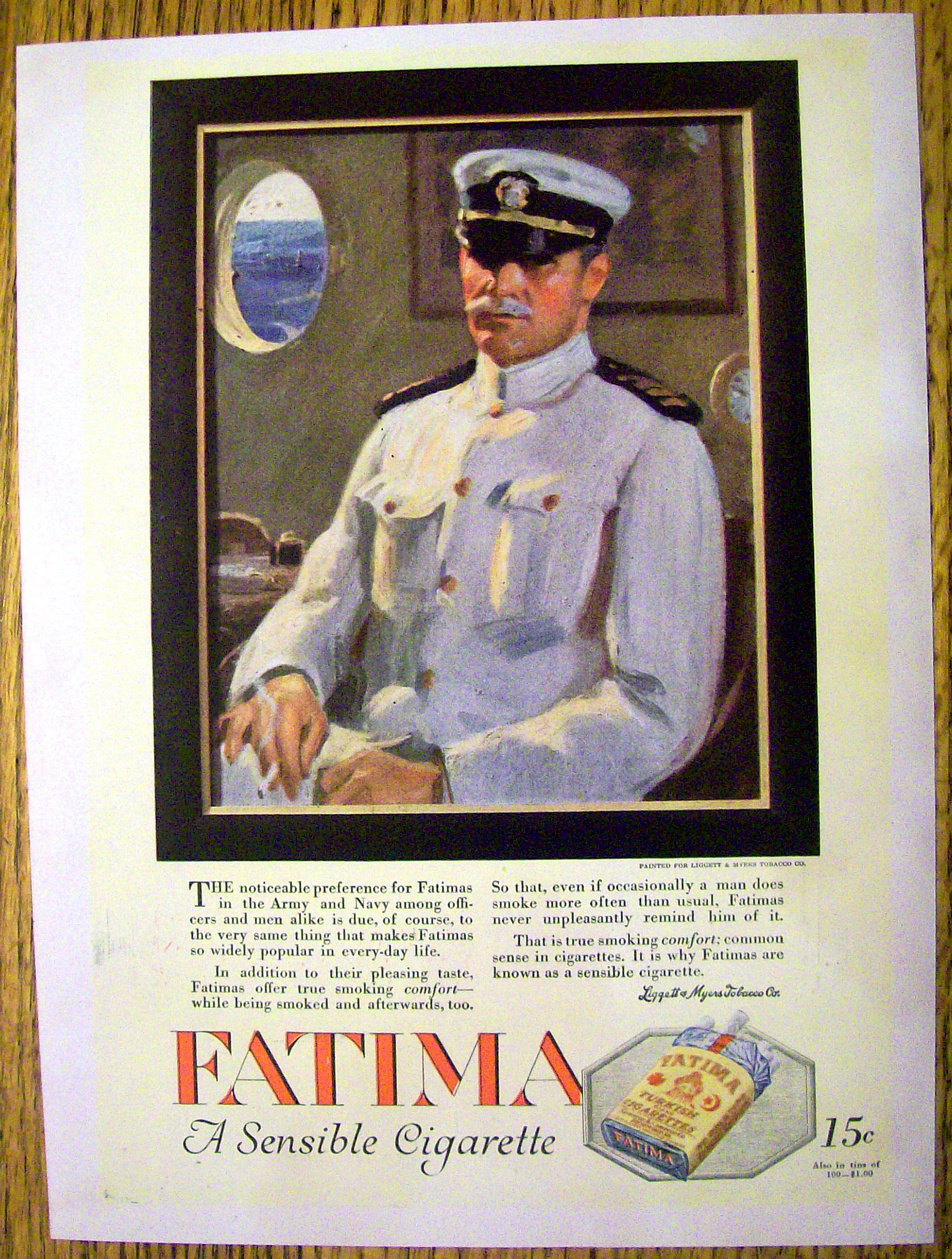 1918 Fatima Cigarettes with Captain in the Service