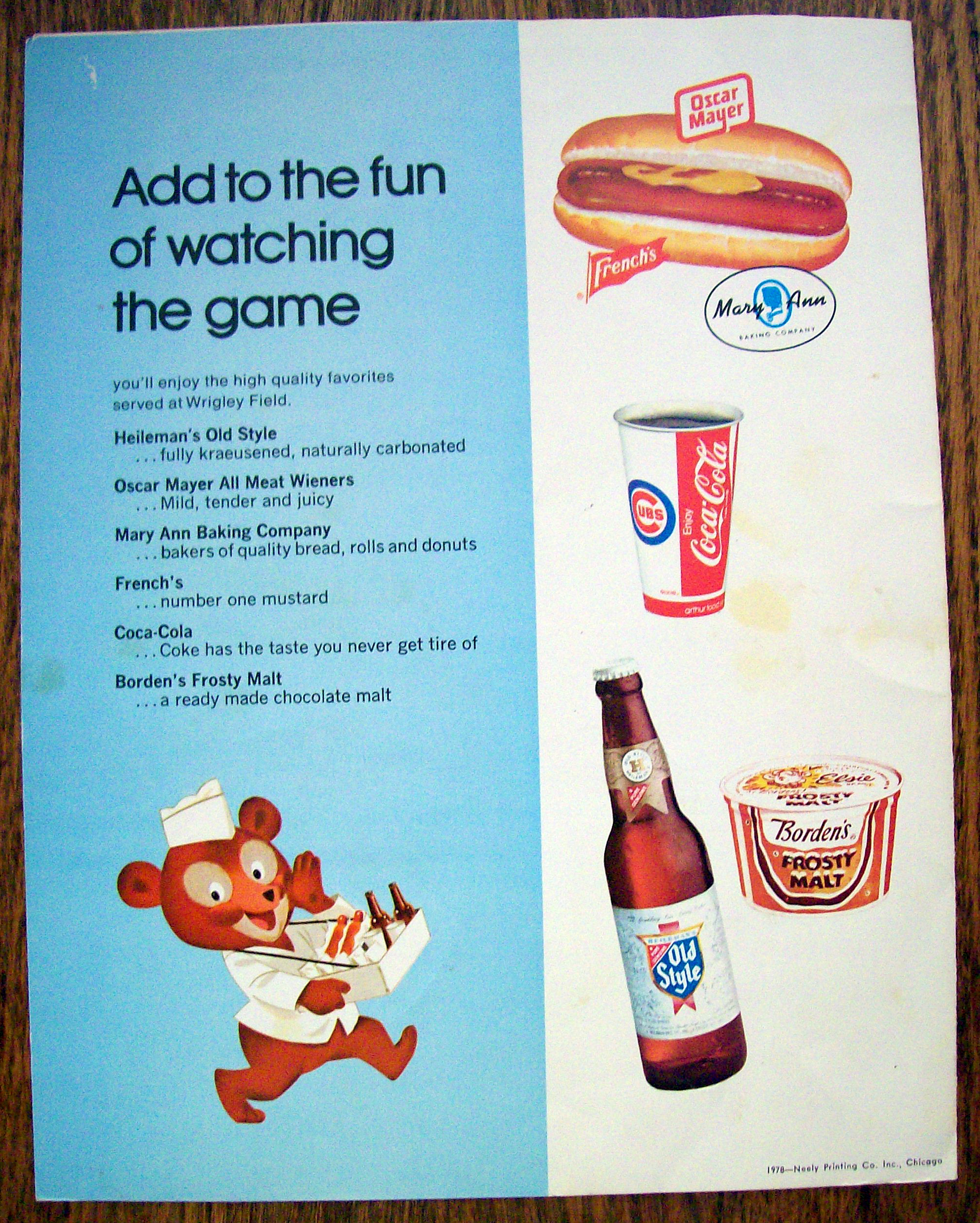 Chicago Cubs Official Program 1978 San Diego Padres