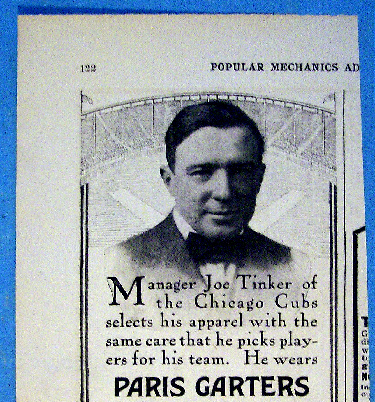 1916 Paris Garters with Chicago Cub's Joe Tinker