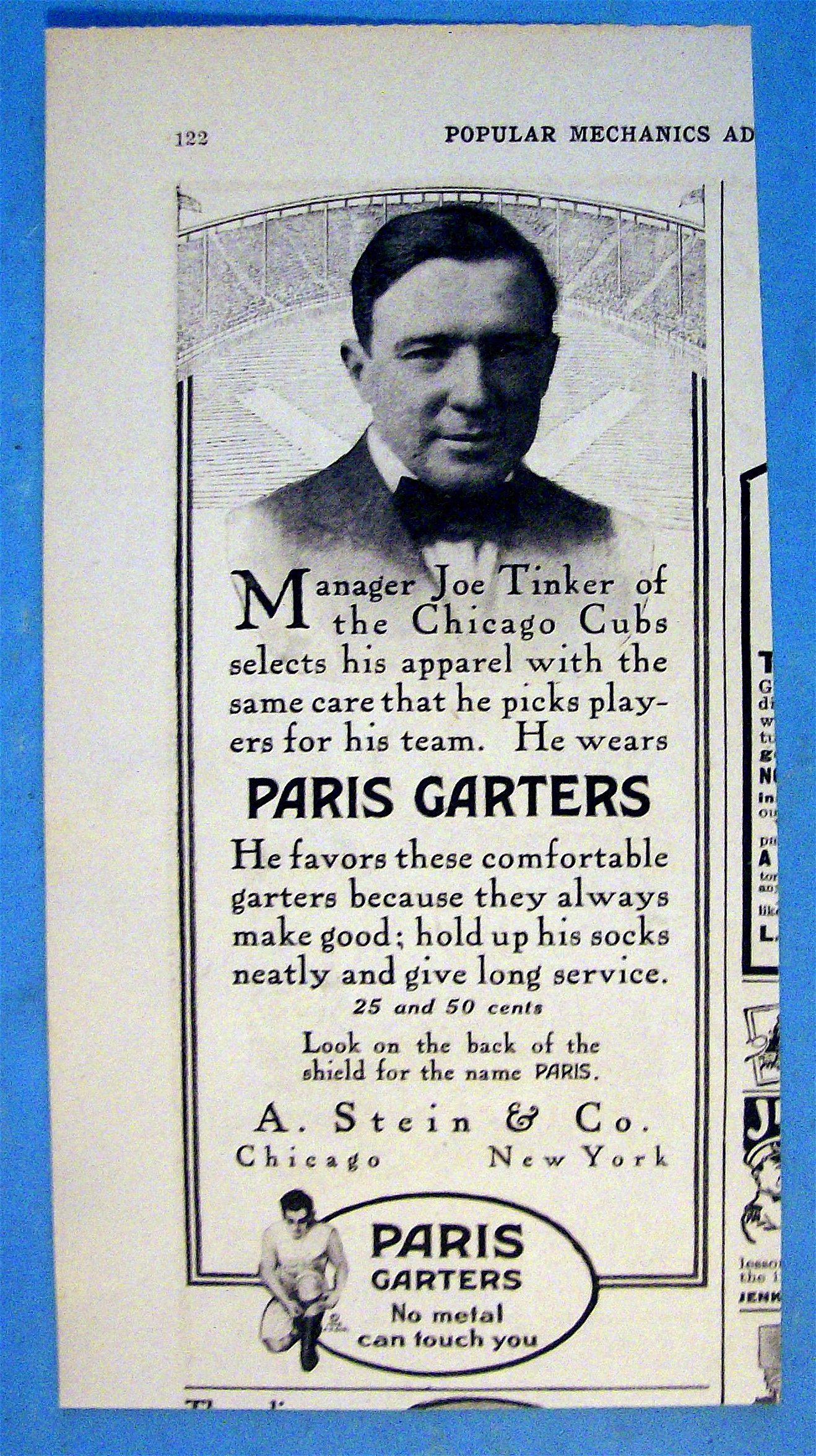1916 Paris Garters with Chicago Cub's Joe Tinker
