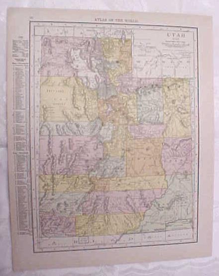 Antique Map Utah Wyoming 1917 Rand McNally