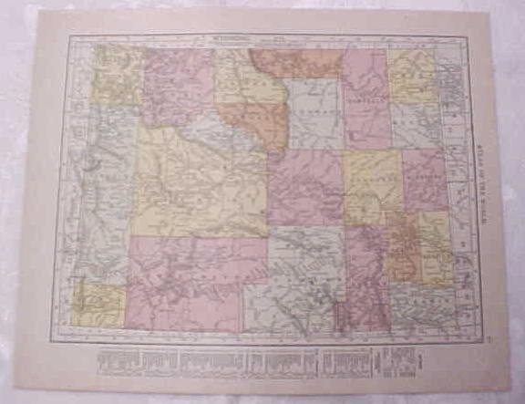 Antique Map Utah Wyoming 1917 Rand McNally