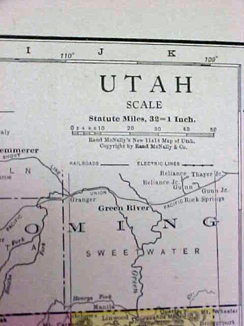 Antique Map Utah Wyoming 1917 Rand McNally
