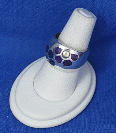 Ring 14K Gold Sterling Silver Lapis Sugilite Enamel Dom