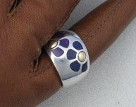 Ring 14K Gold Sterling Silver Lapis Sugilite Enamel Dom