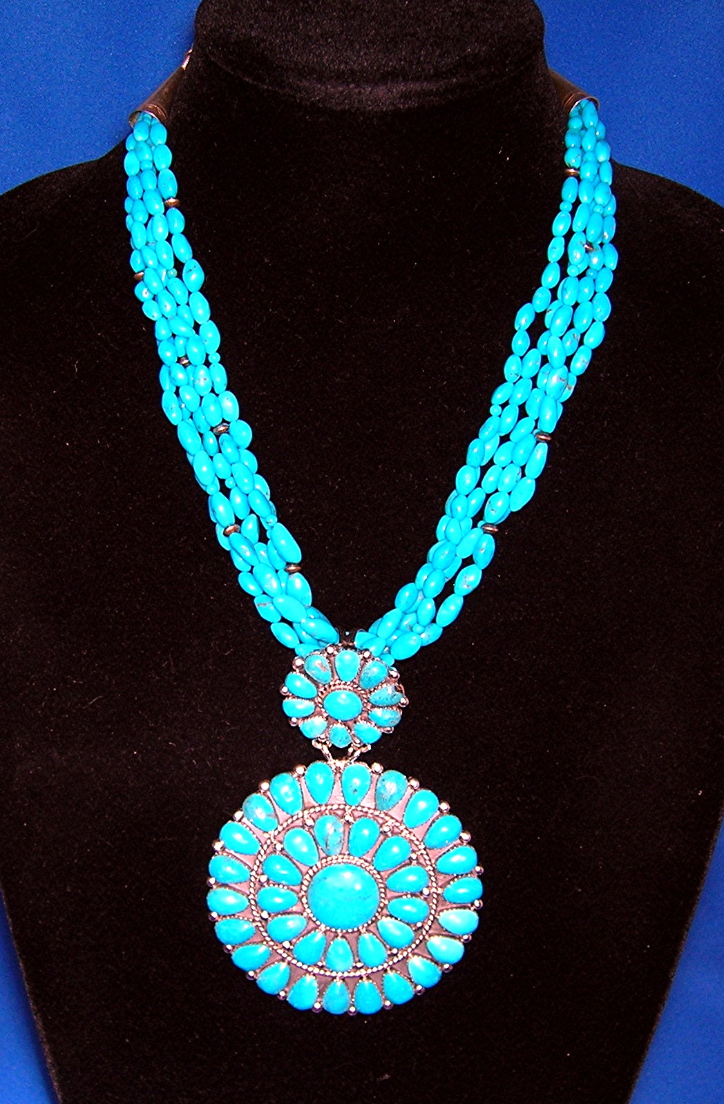 NavajoTurquoise Sterling Silver Double Pendant