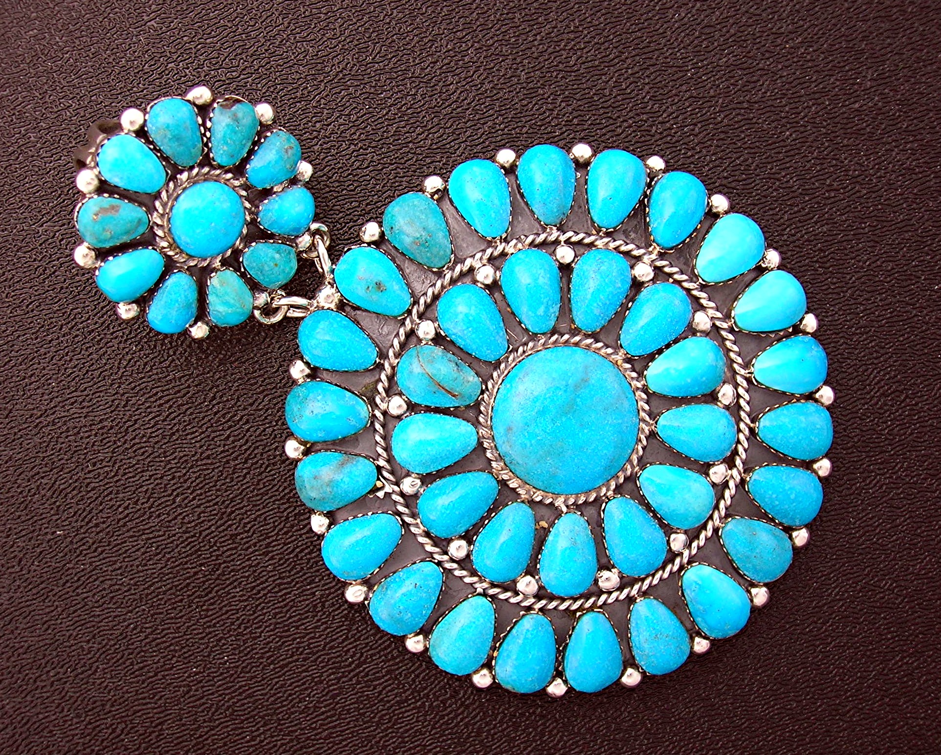 NavajoTurquoise Sterling Silver Double Pendant