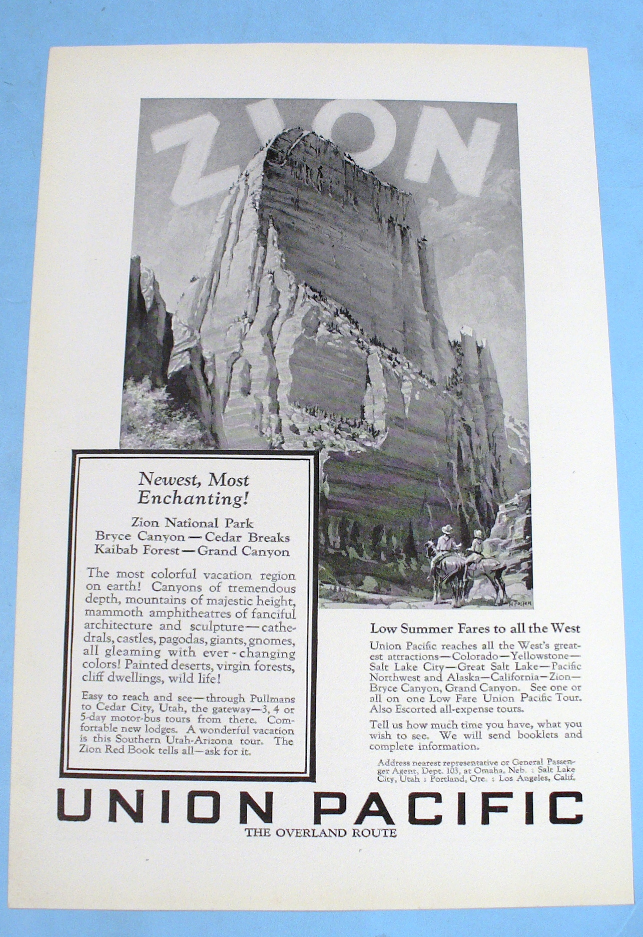 1927 Union Pacific with Zion National Park