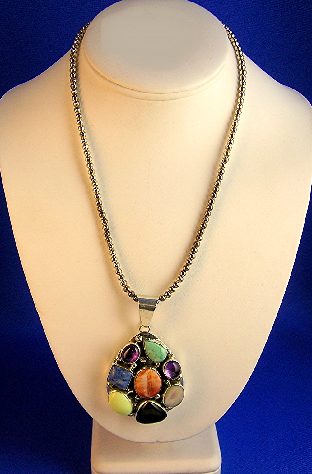 Navajo Sterling Silver Spiny Oyster Amethyst Pendant