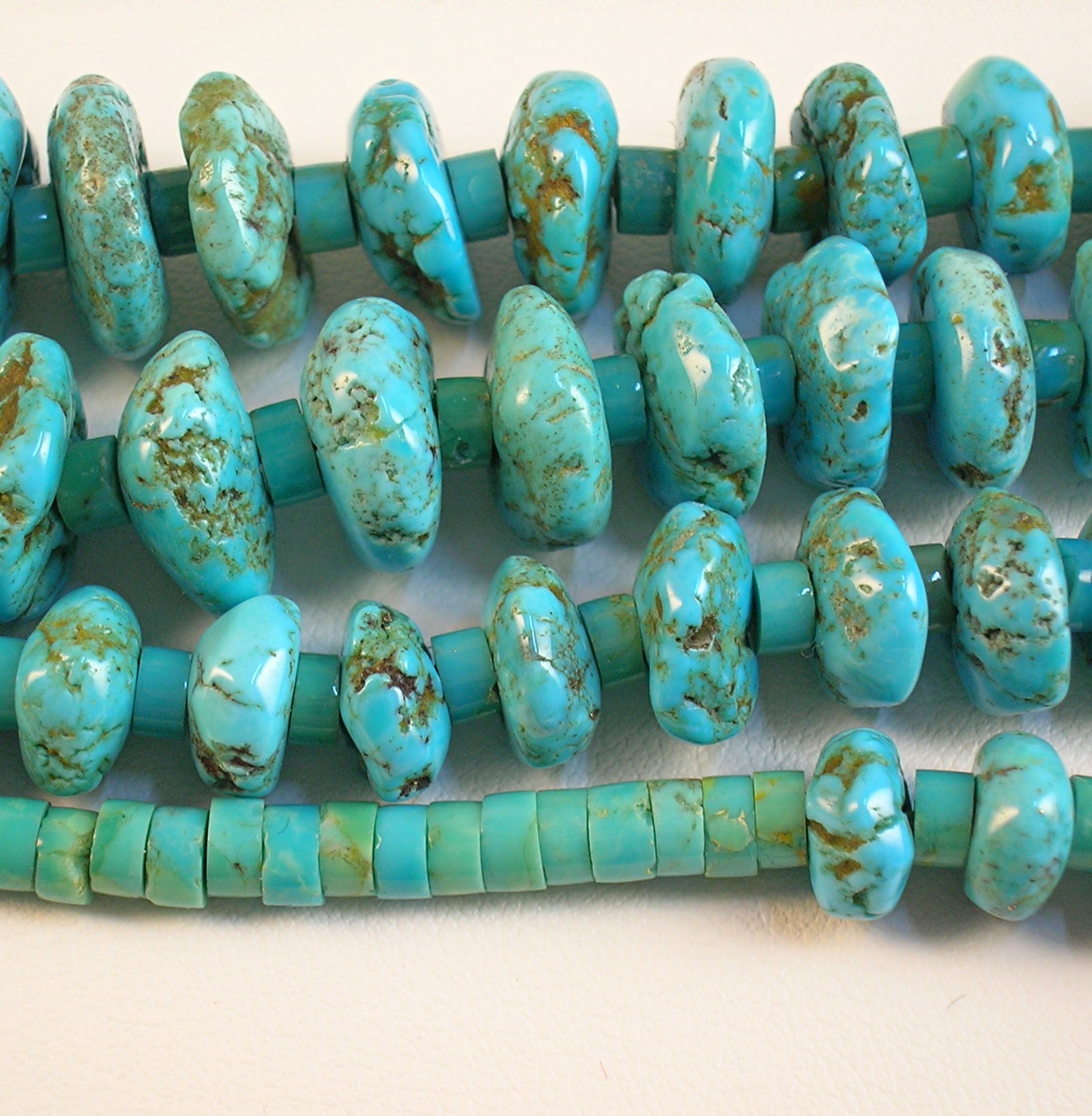Necklace Turquoise Beads Estate  Sterling Silver Points