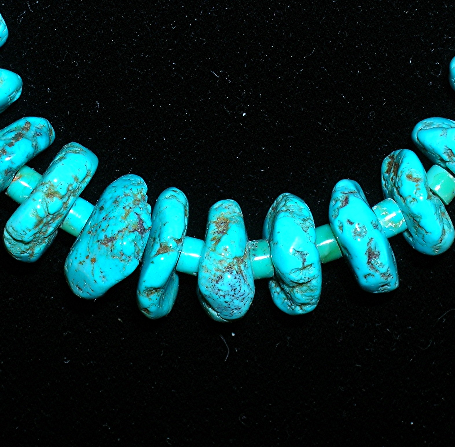 Necklace Turquoise Beads Estate  Sterling Silver Points