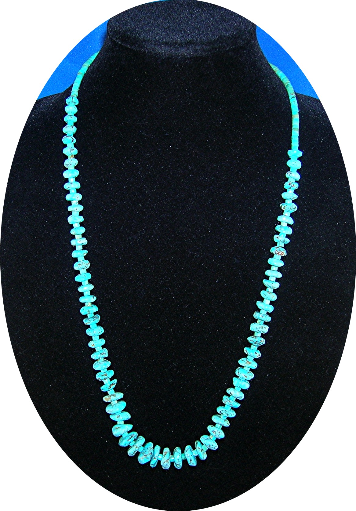 Necklace Turquoise Beads Estate  Sterling Silver Points