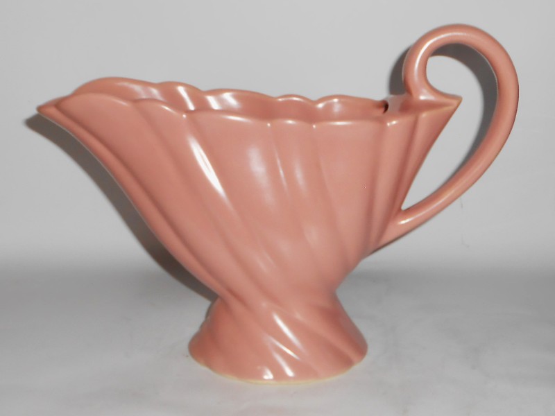 VINTAGE Bauer Pottery Cal-Art Matte Pink Swirl Pitcher