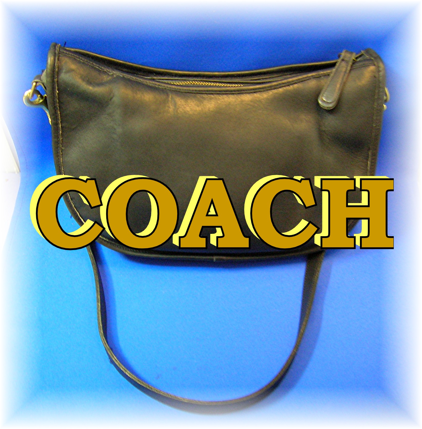 Coach Leather Zip Top Black Shoulder Bag