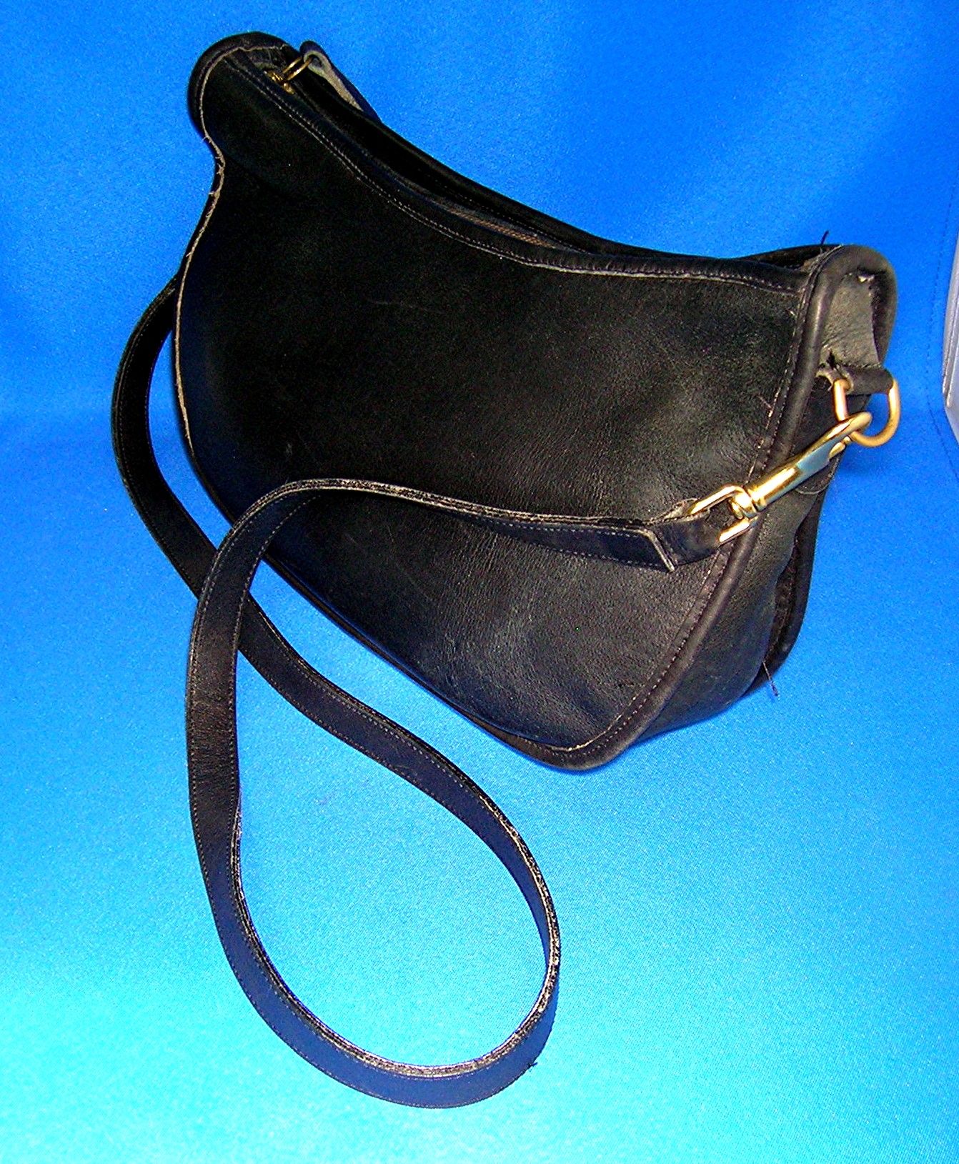 Coach Leather Zip Top Black Shoulder Bag