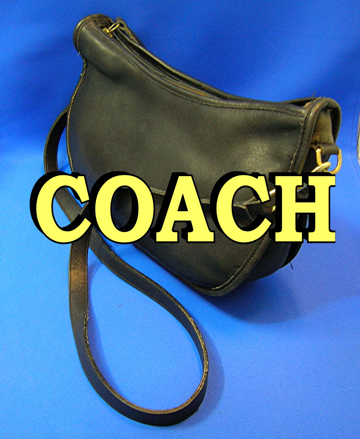 Coach Leather Zip Top Black Shoulder Bag