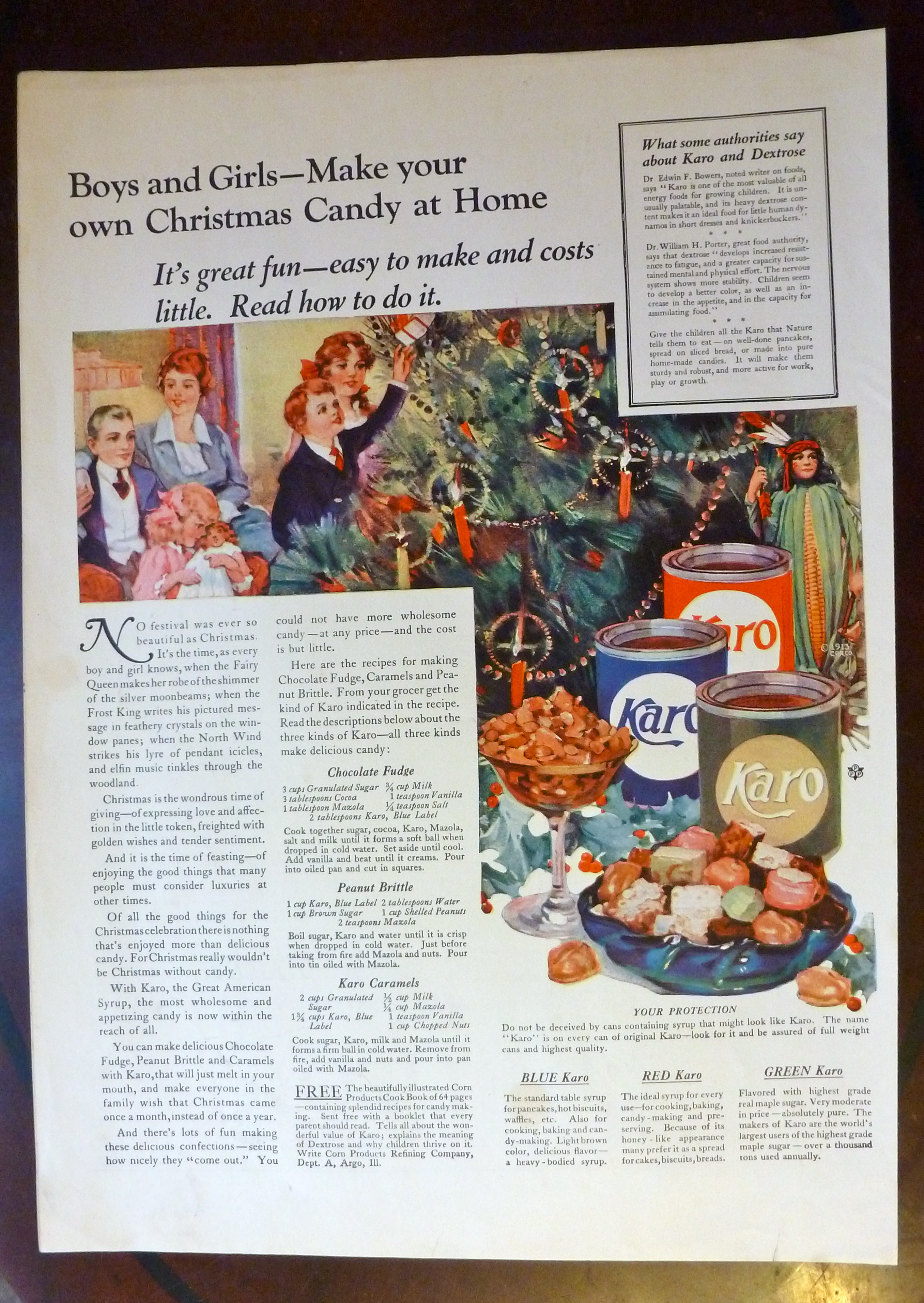1921 Karo Syrup with Children Decorating Christmas Tree