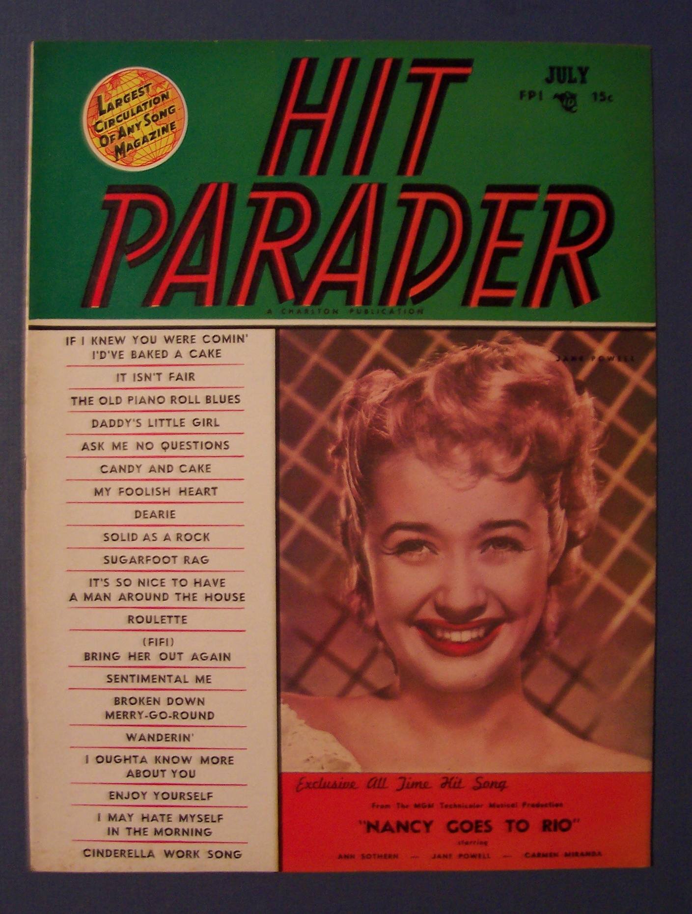 Hit Parader Magazine - July 1950 - Jane Powell Cover