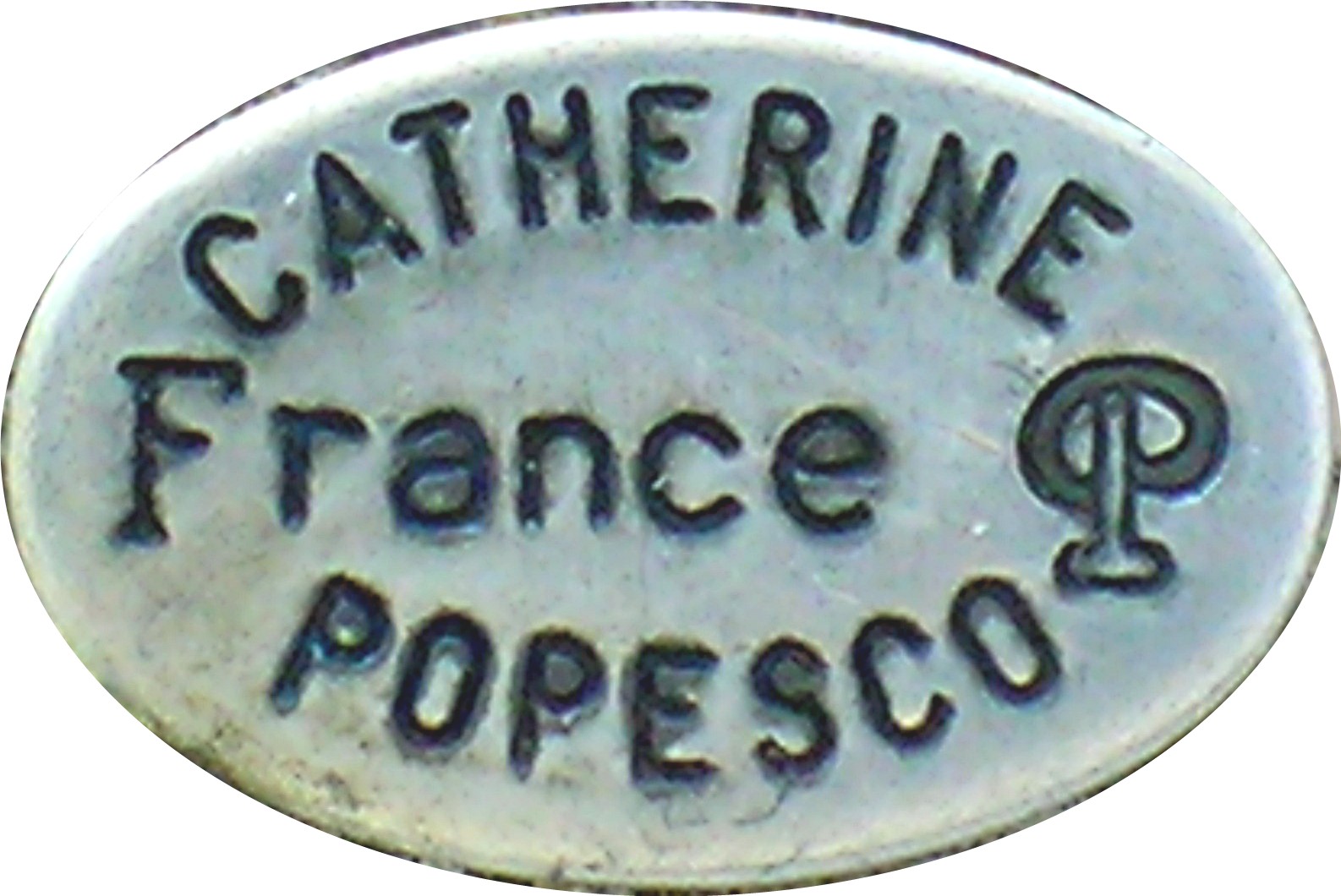 Catherine Popesco France Enamel Crystal Pewter Brooch