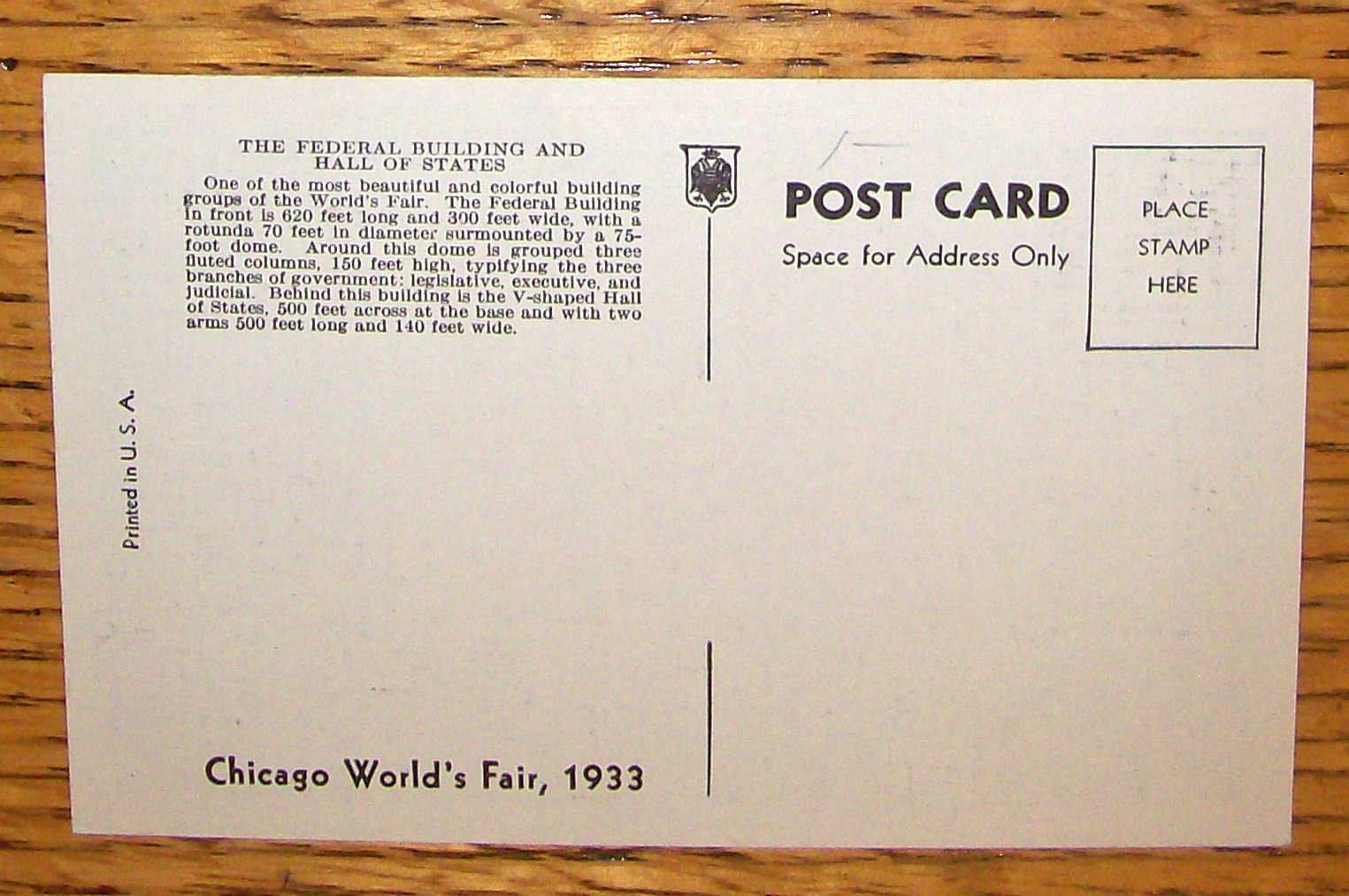 Federal Building Postcard (Chicago's World Fair)