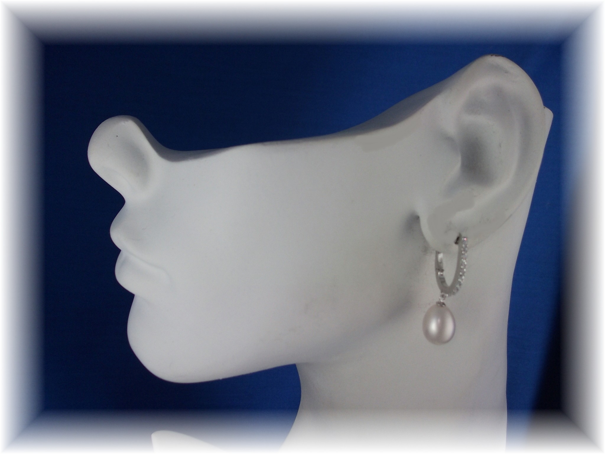 Earrings Freshwater Pearl Drop Sterling Silver CZs Pier