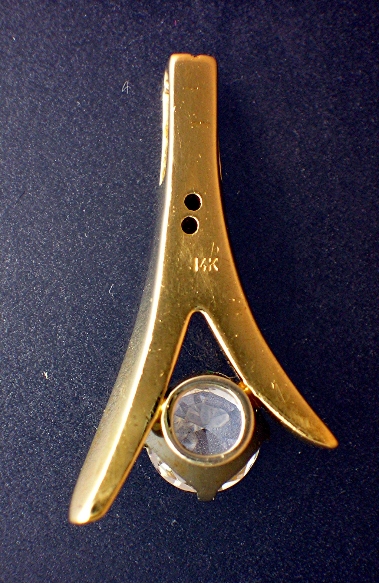 Pendant 14K Gold Diamond Center CZ