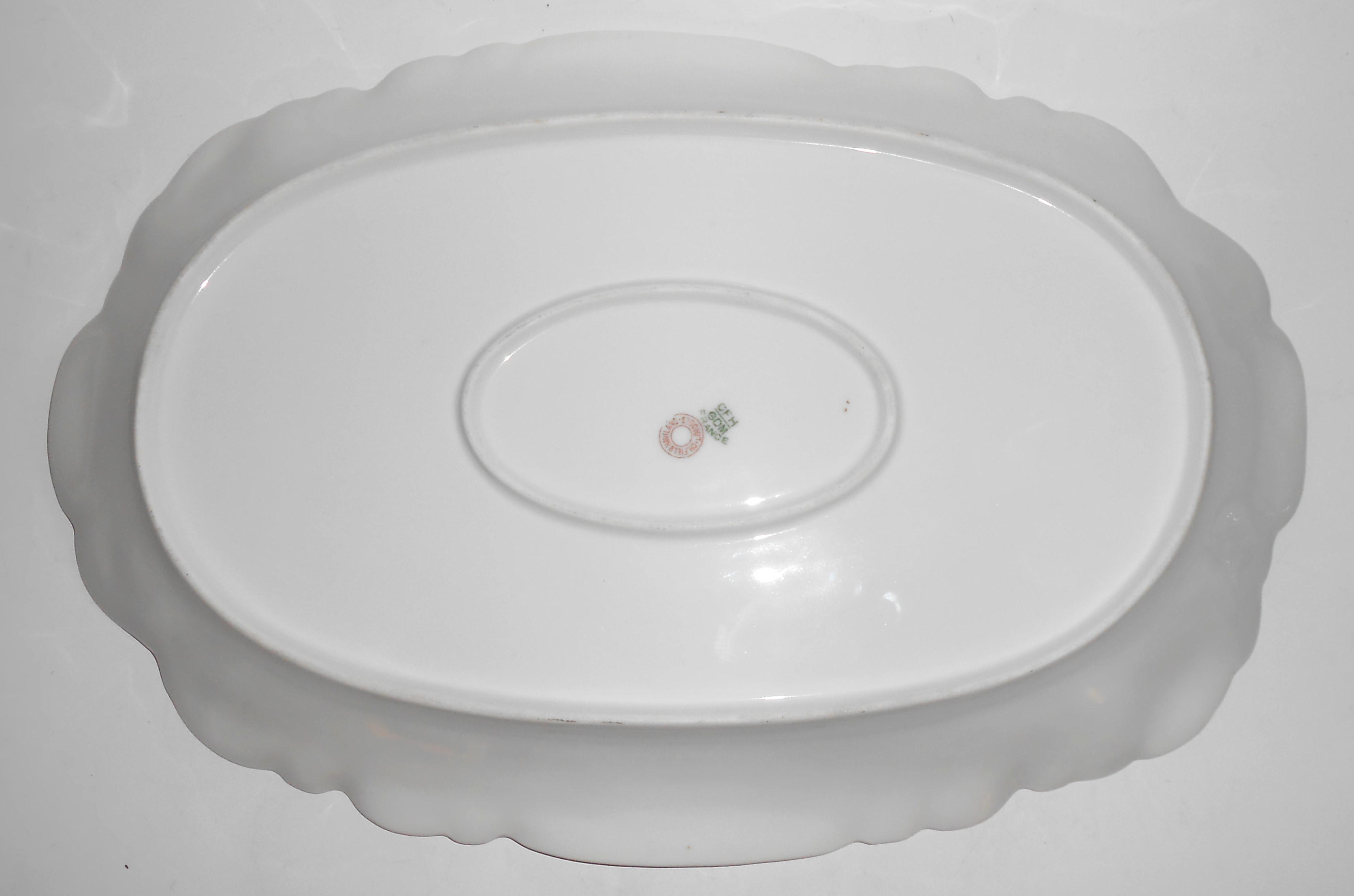 Chas Field Haviland Limoges Grey Daisy w/pink 15in Plat