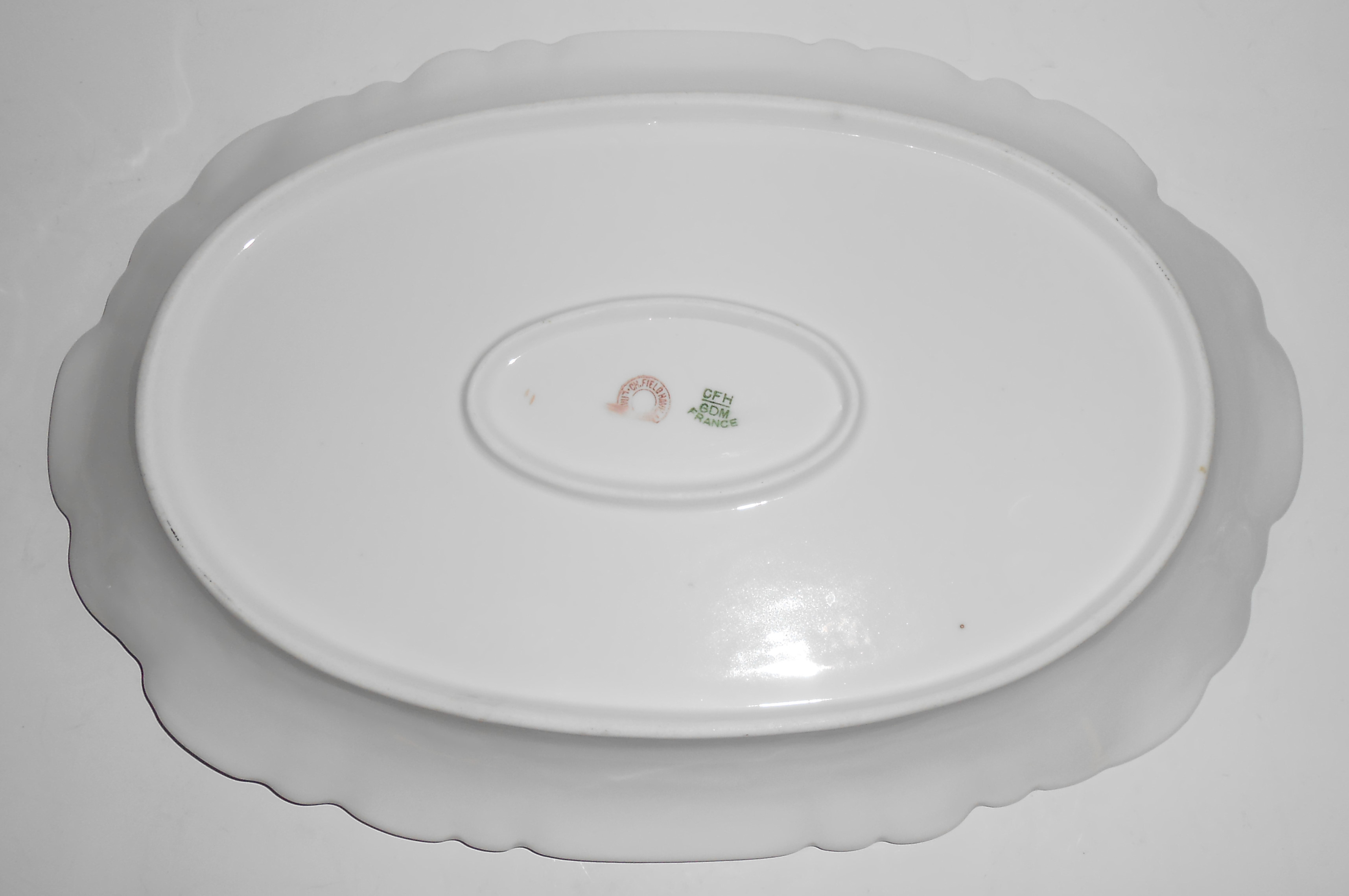 Chas Field Haviland Limoges Grey Daisy w/pink 13in Plat