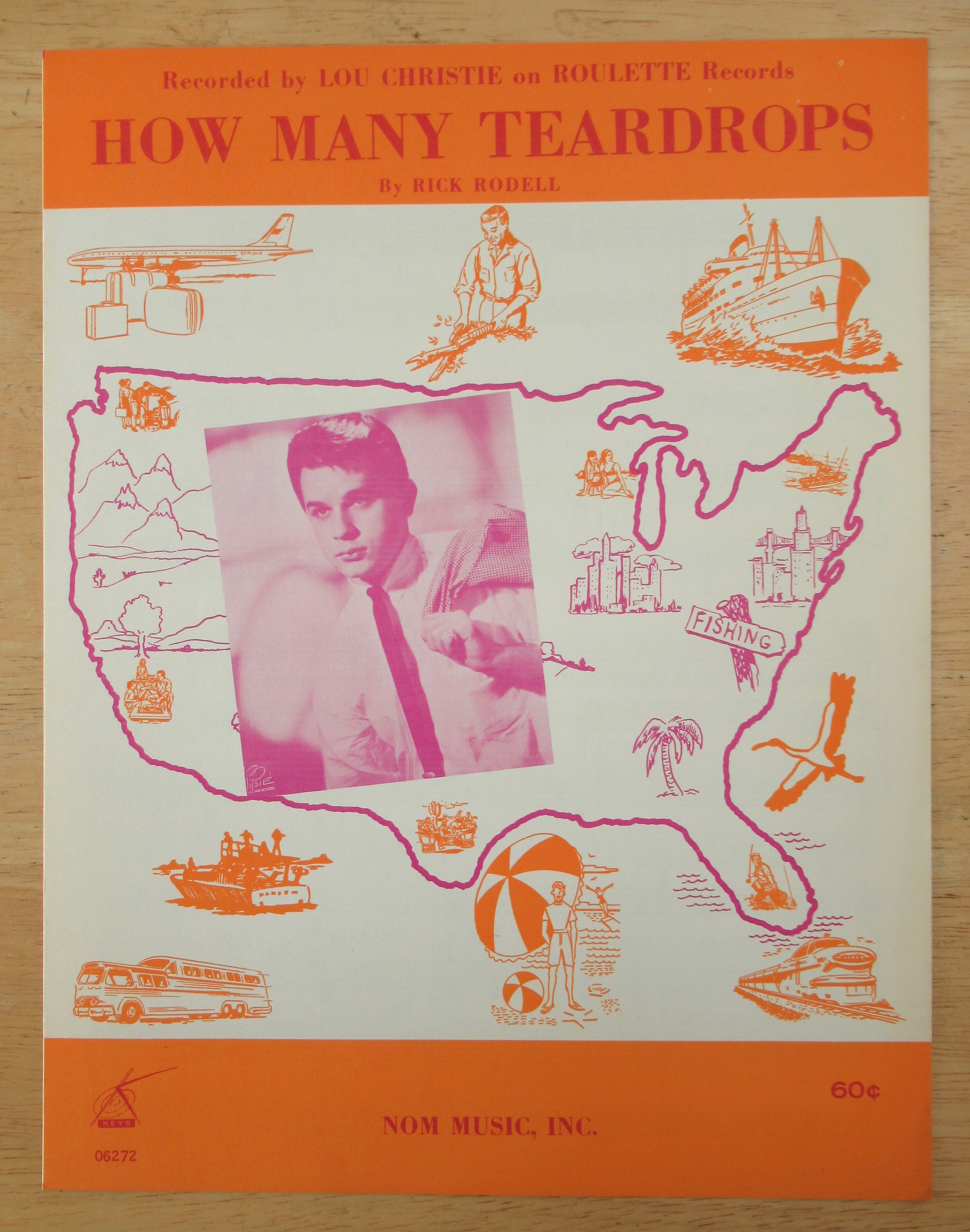 1963 How Many Teardrops Sheet Music (Lou Christie)