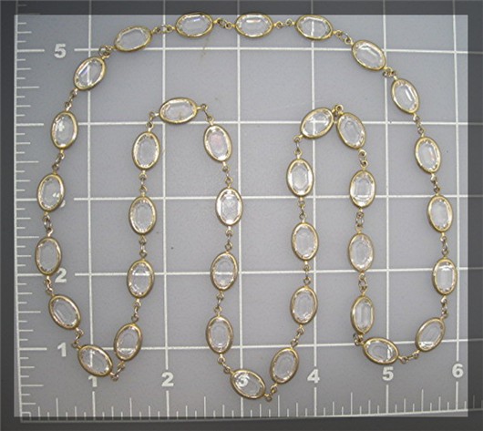 Necklace Swarovski Oval Crystal Gold Link  .........