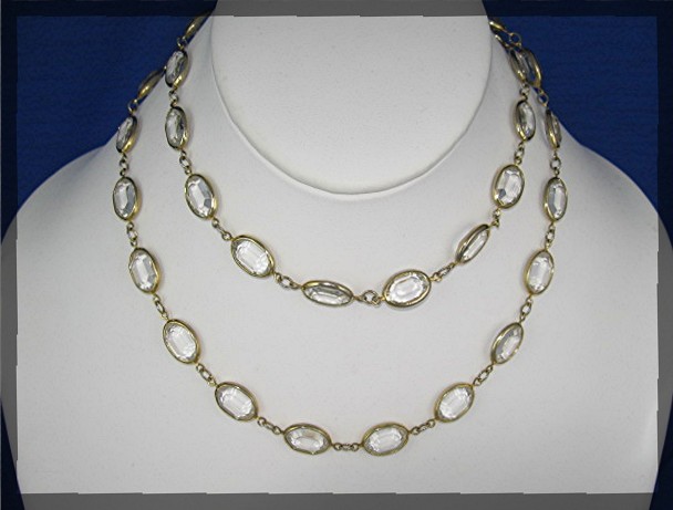 Necklace Swarovski Oval Crystal Gold Link  .........