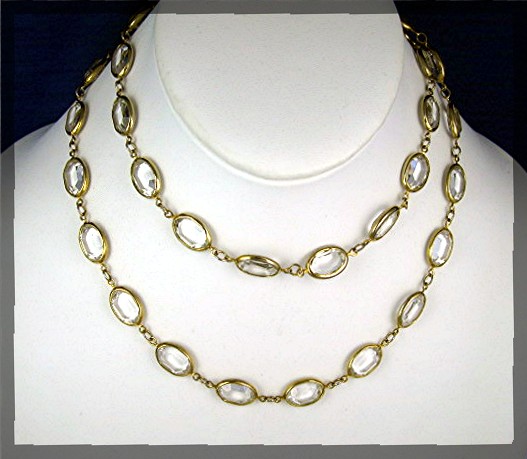 Necklace Swarovski Oval Crystal Gold Link  .........