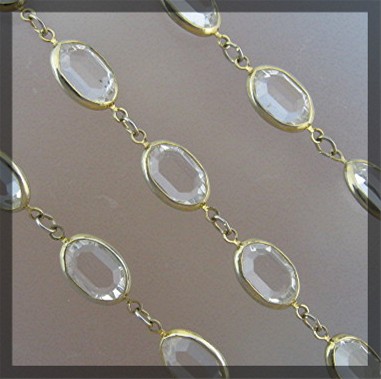 Necklace Swarovski Oval Crystal Gold Link  .........