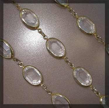 Necklace Swarovski Oval Crystal Gold Link  .........