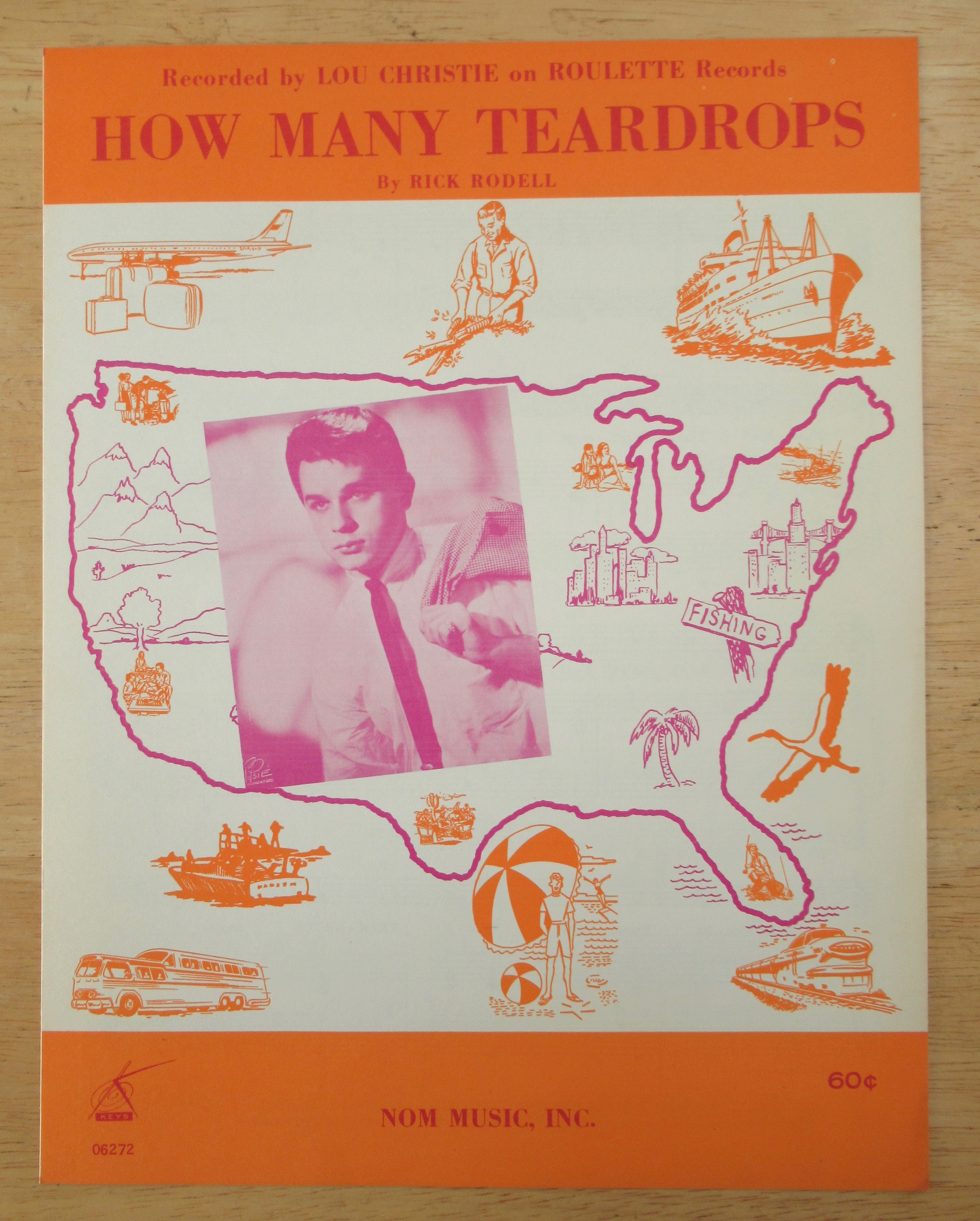 1963 How Many Teardrops Sheet Music (Lou Christie)