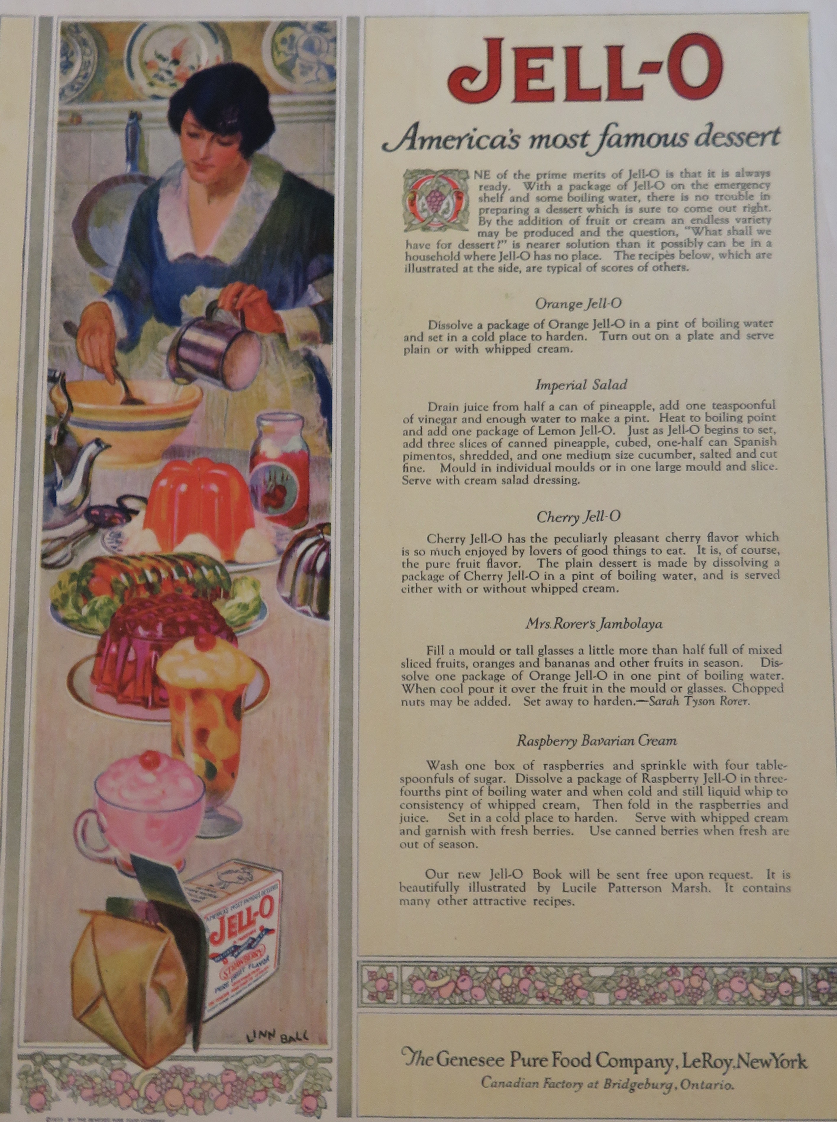 1923 Jell-O with Woman Making Jello Molds