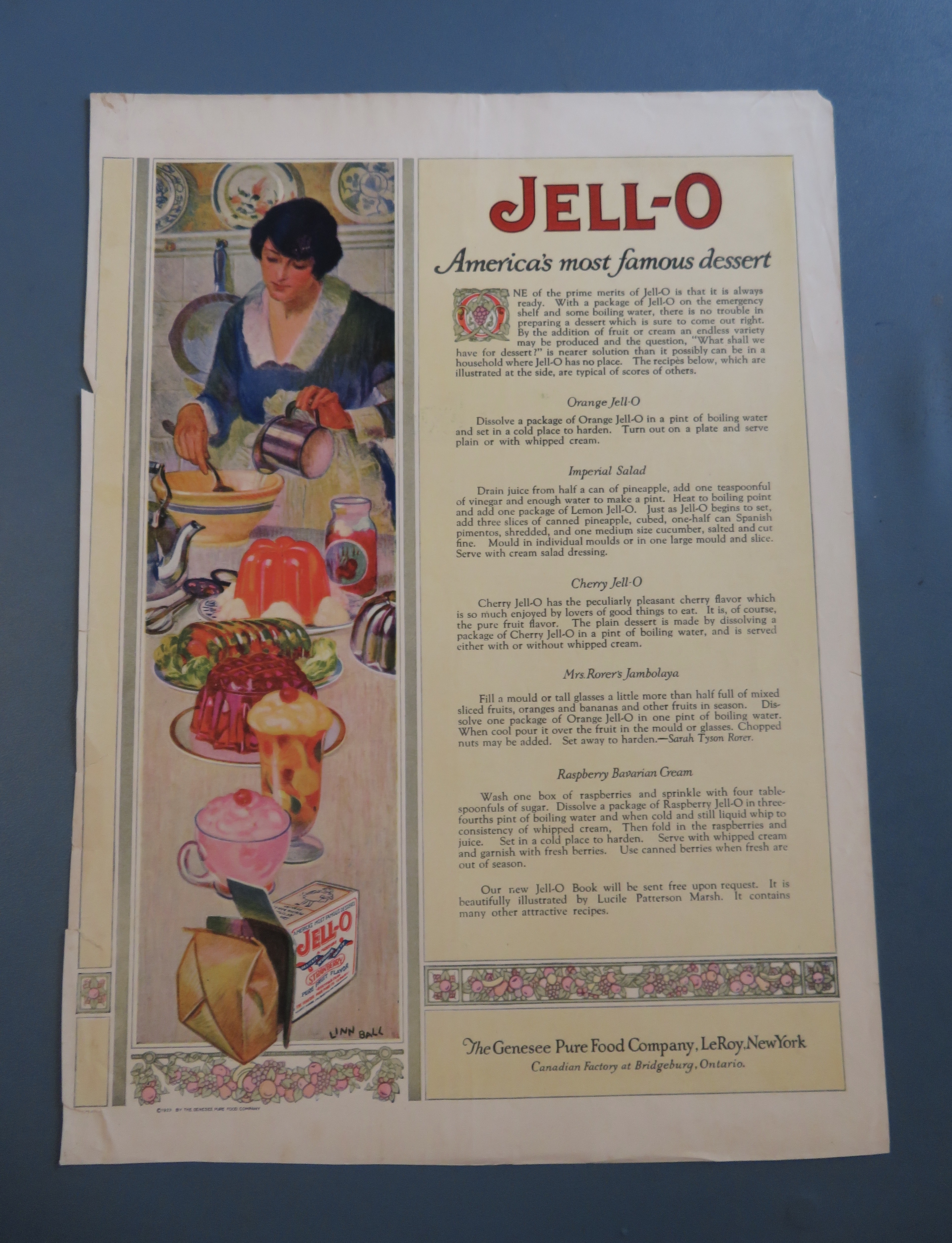 1923 Jell-O with Woman Making Jello Molds
