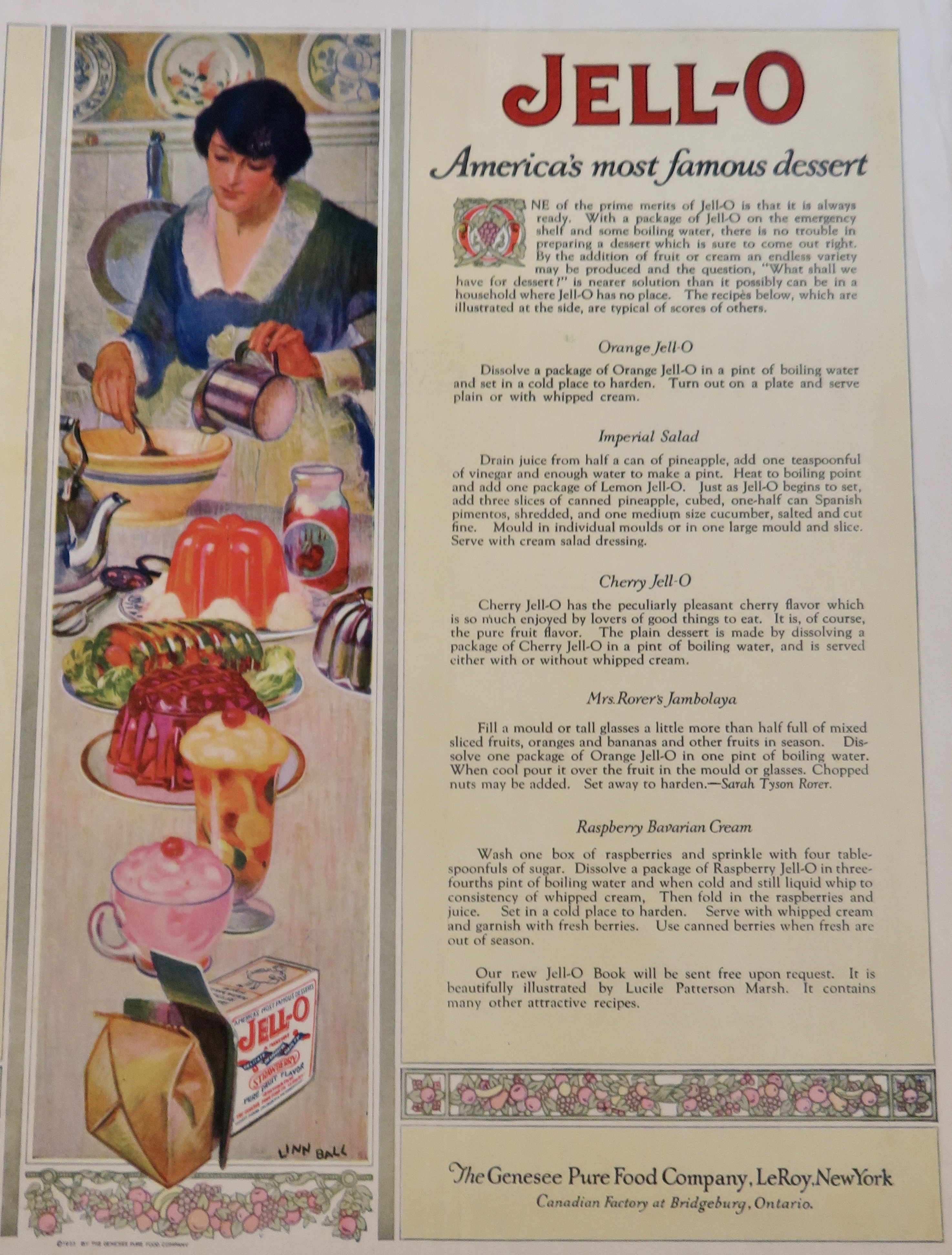 1923 Jell-O with Woman Making Jello Molds