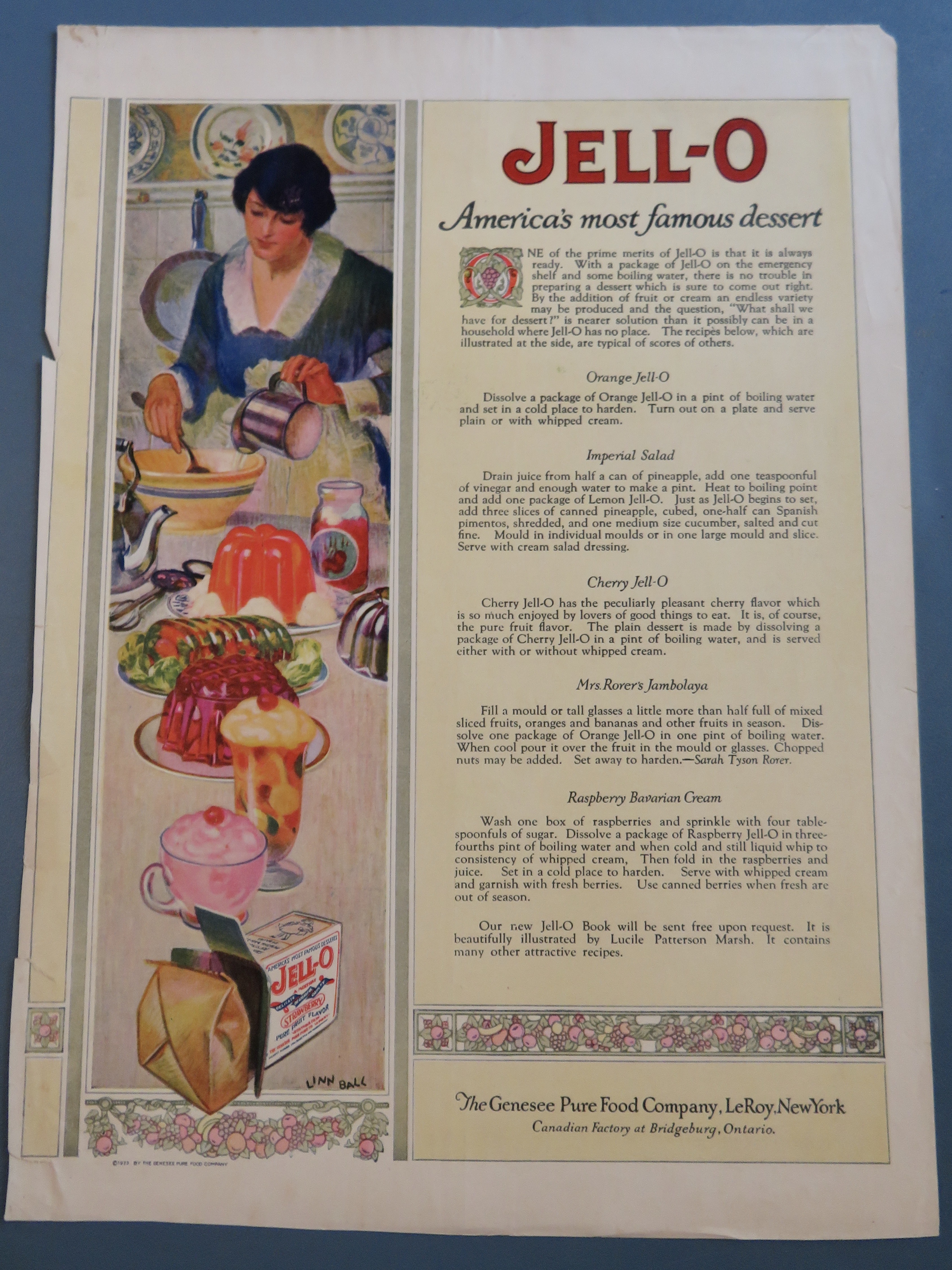 1923 Jell-O with Woman Making Jello Molds