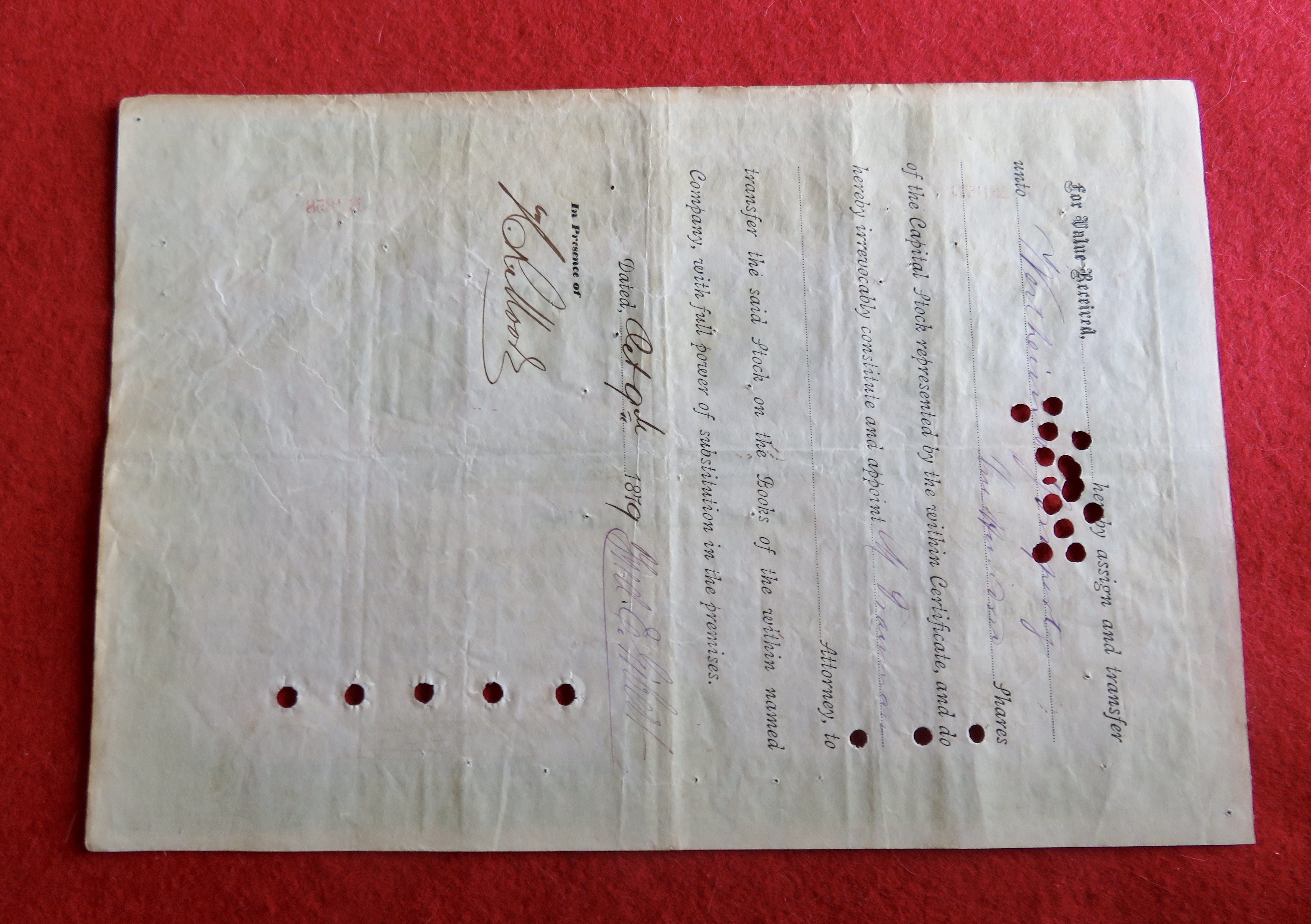 1878 Missouri, Kansas & Texas Railway Company Stock