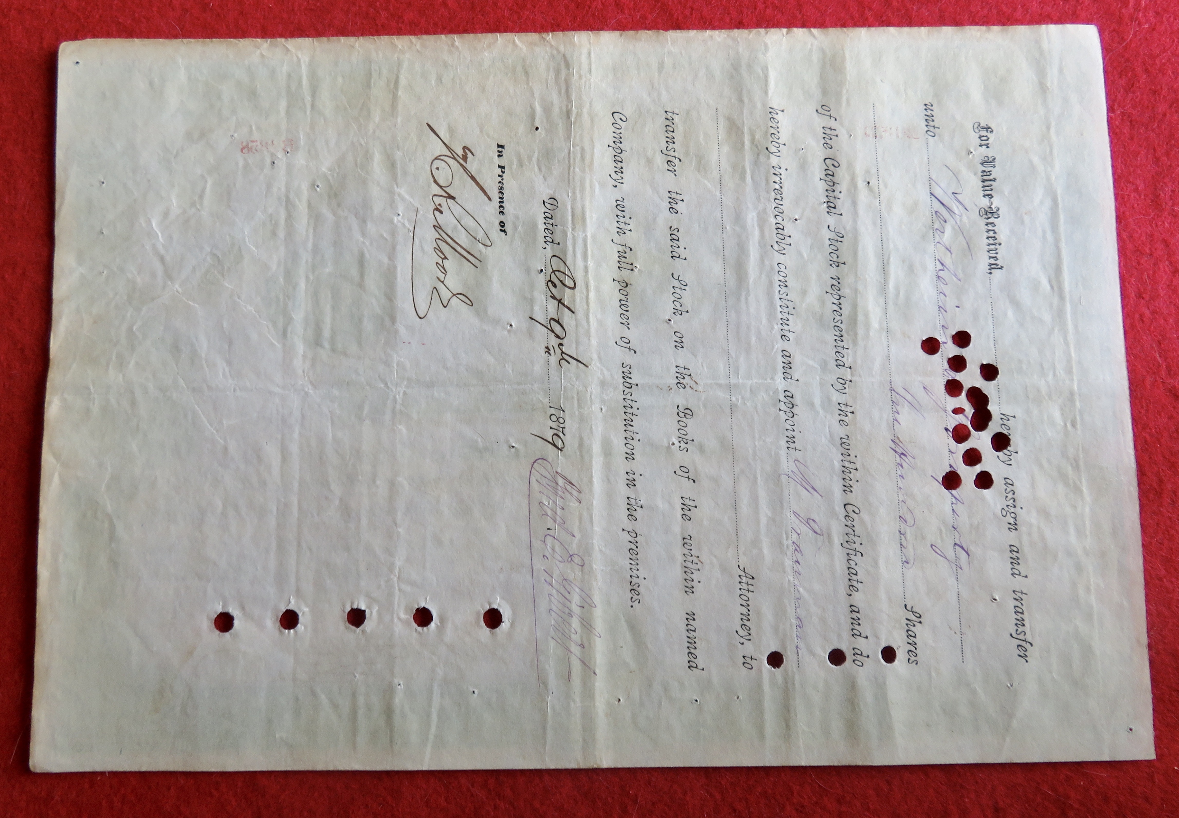 1878 Missouri, Kansas & Texas Railway Company Stock